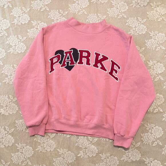 Parke Sweaters - Parke Pink Varsity Heart Sweatshirt Size L/XL